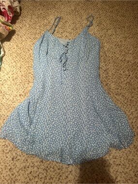 Blue and White Center Tie Romper